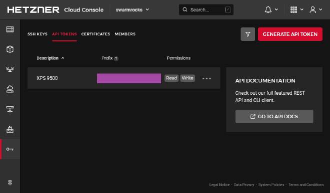 Hetzner API Token