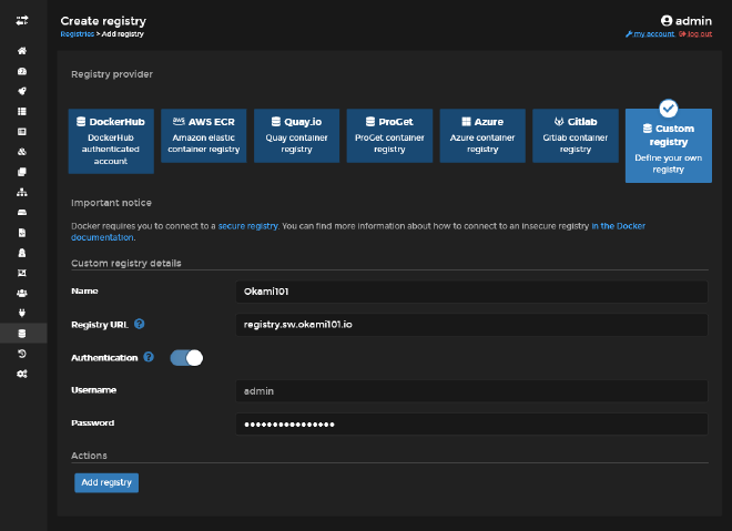 Portainer registries